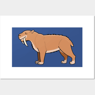 Saber-tooth Tiger - Cute cartoon Smilodon Posters and Art